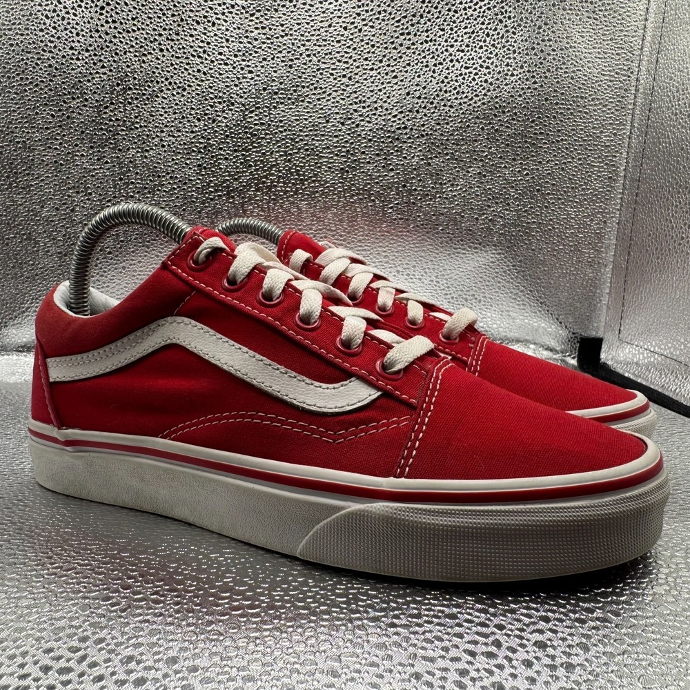 Size M6/W7.5 Vans Old Skool Racing Red White Unisex Classic Skate Shoes 721356